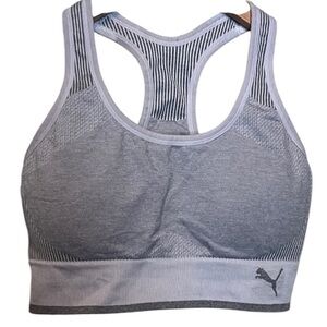 Puma Women's Light Gray Sports Bra, padded, size small